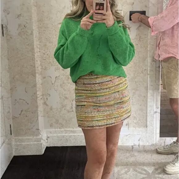 Samsoe Kelly Green Turtleneck Sweater SMALL Soft Wool Alpaca Cropped Bright $300 - Picture 3 of 8